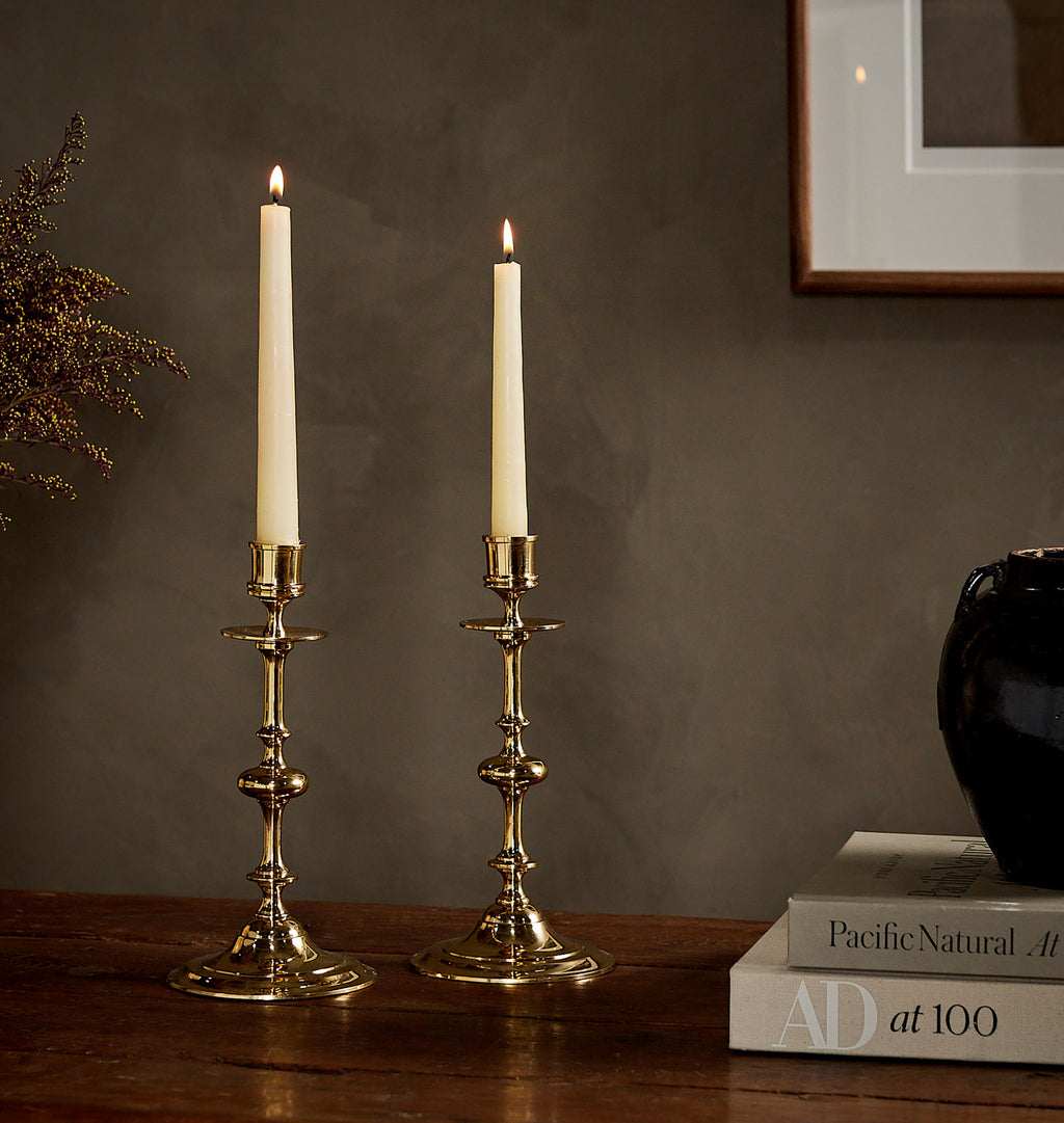 Oma Brass Taper Candlestick Holder