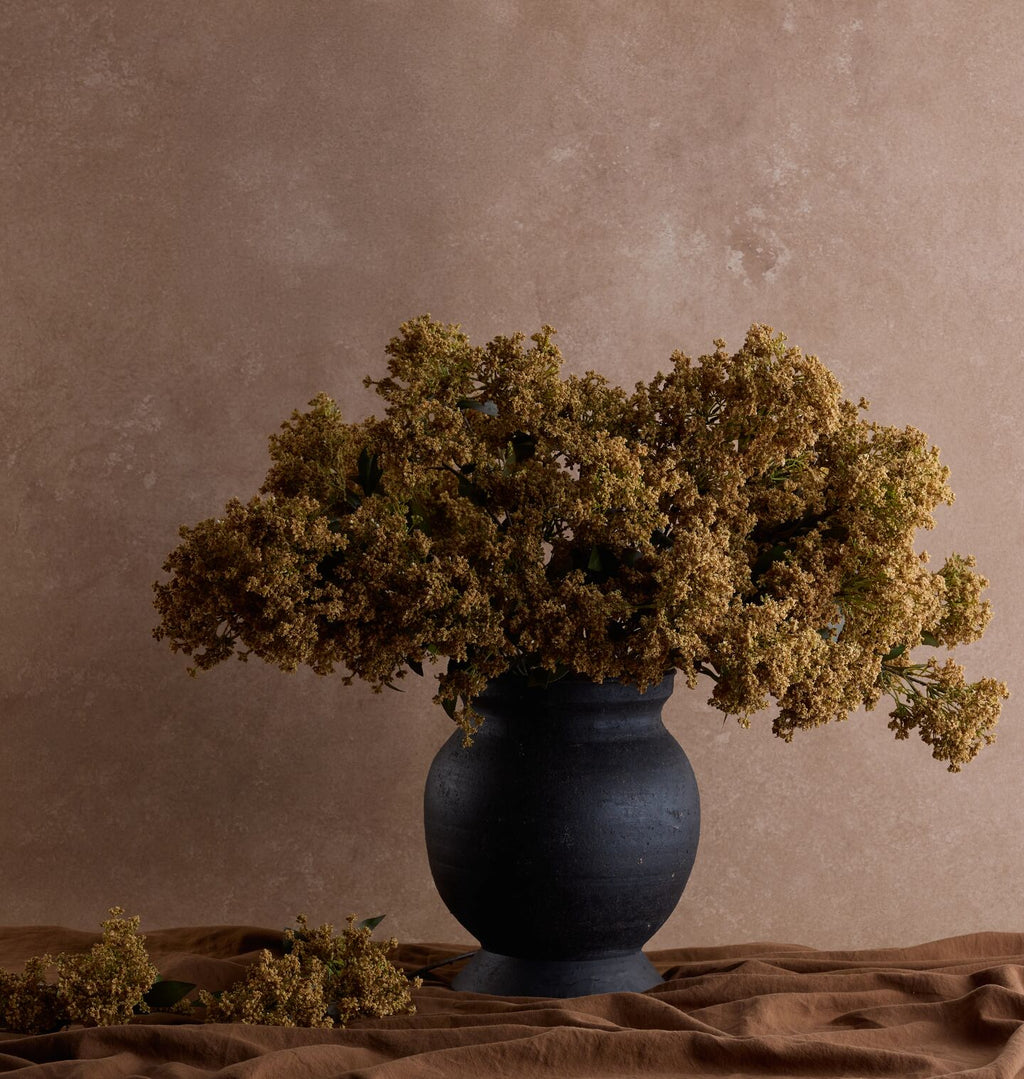 Faux Butterfly Bush Bundle in Large Barro Vase