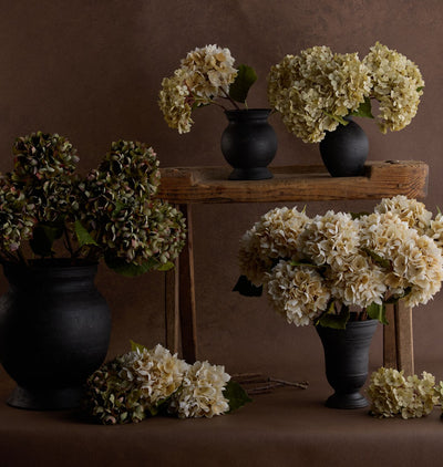 Faux Hydrangea Stems in Vases