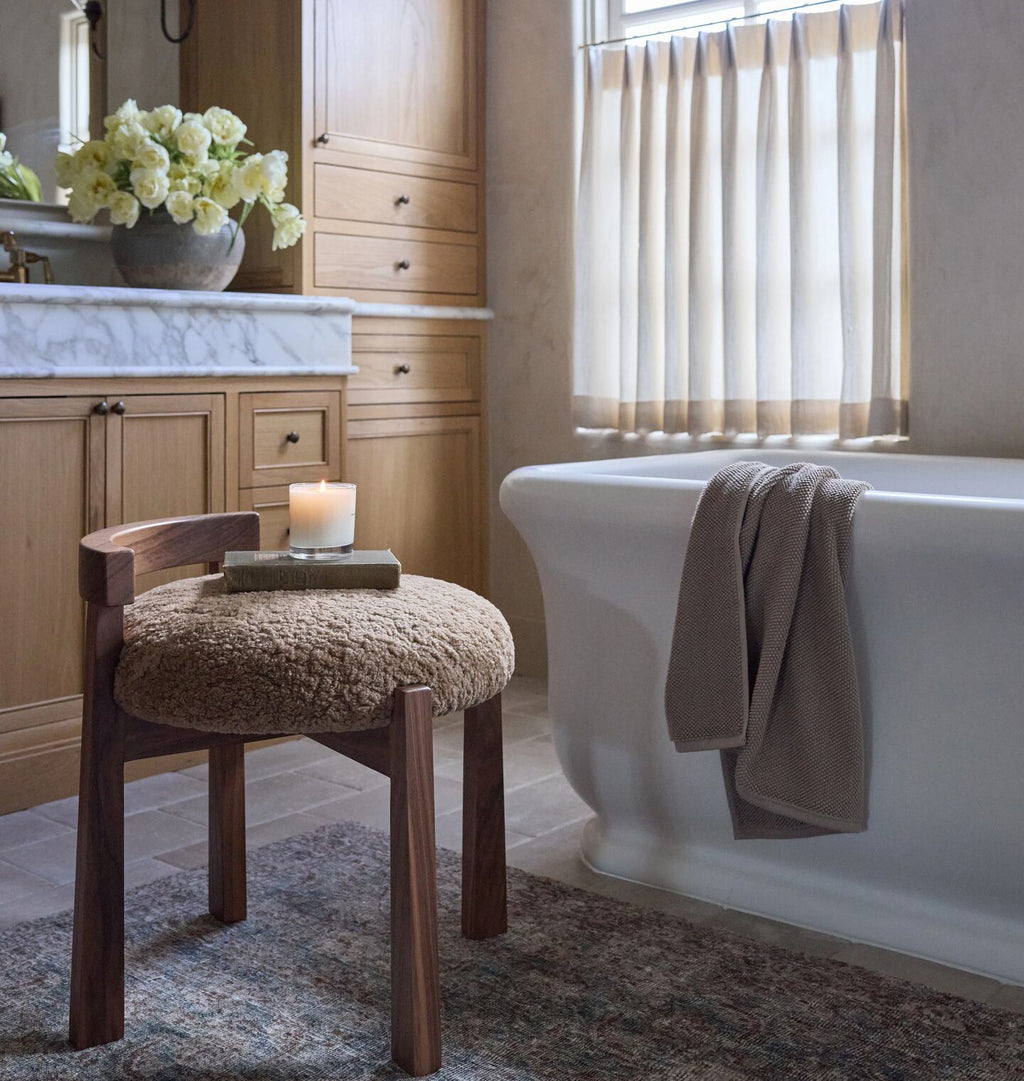 Cade Vanity Stool Maple Shearling
