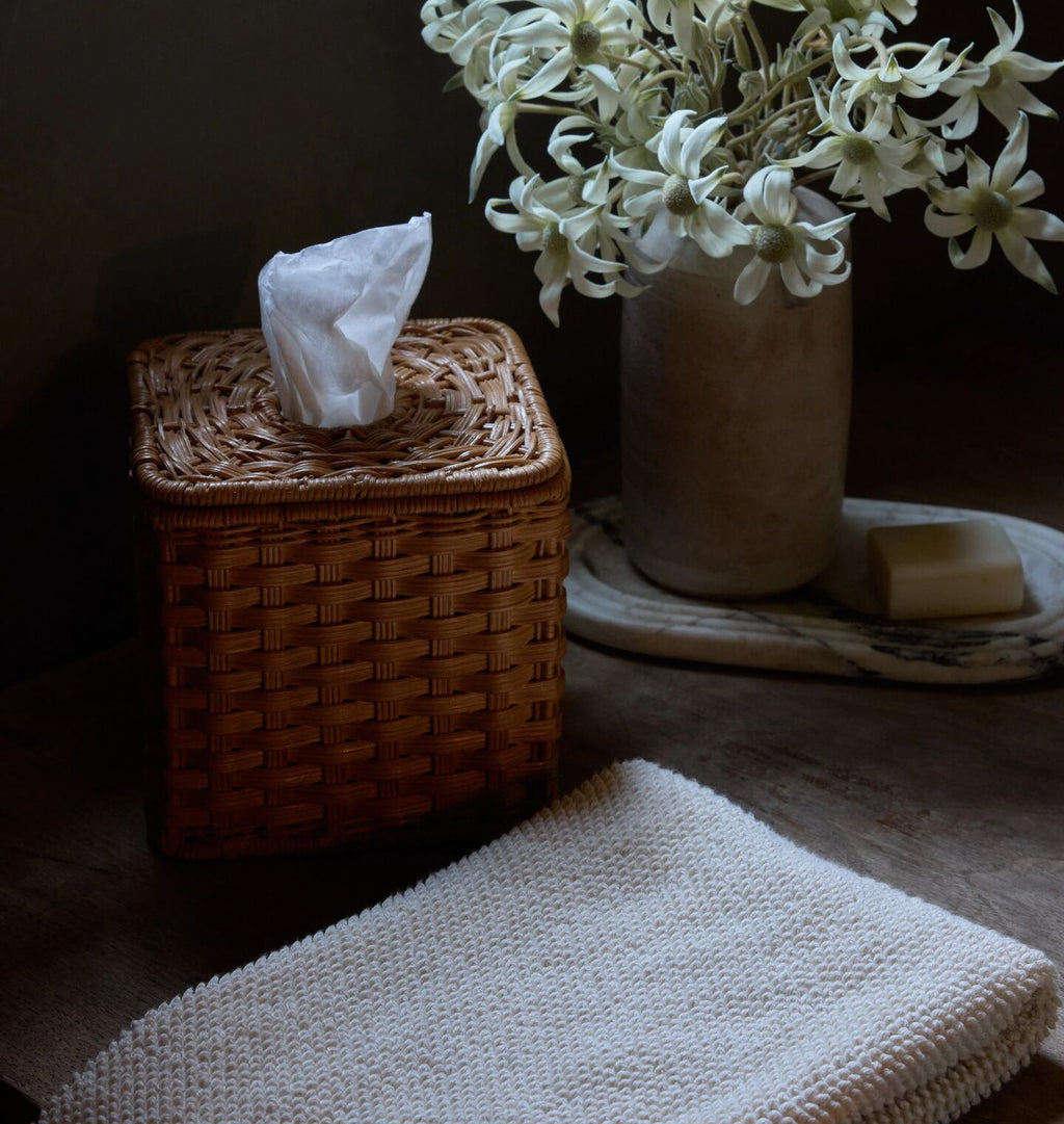 June Tissue Box Blonde Wicker 