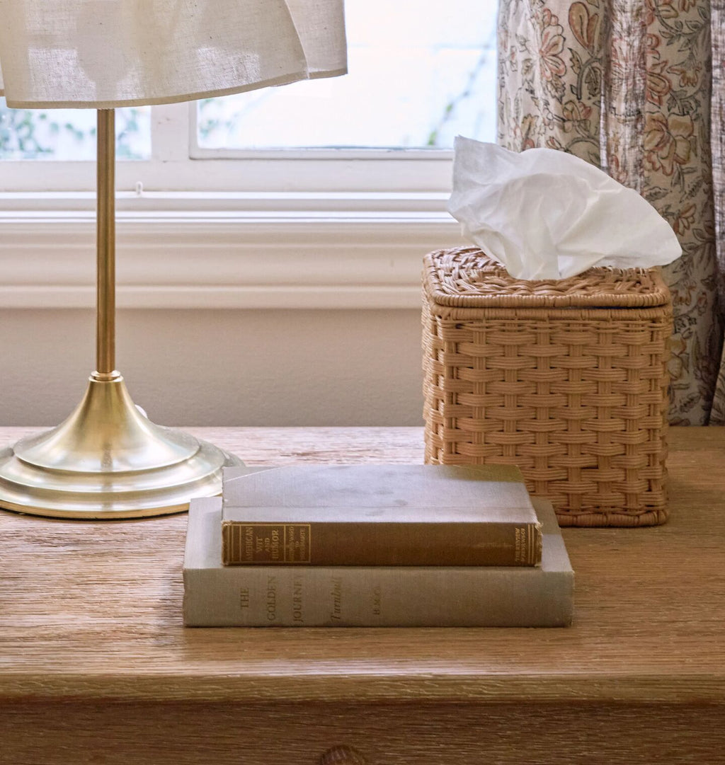 June Tissue Box Blonde Wicker
