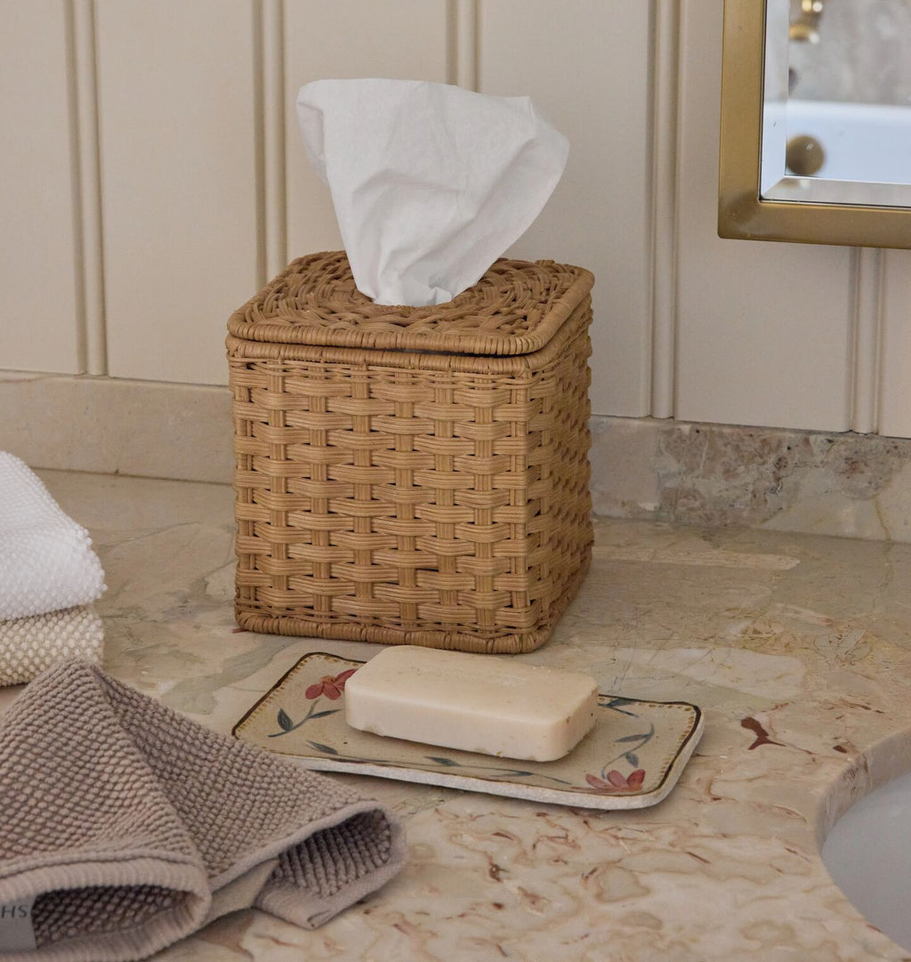 June Tissue Box Blonde Wicker