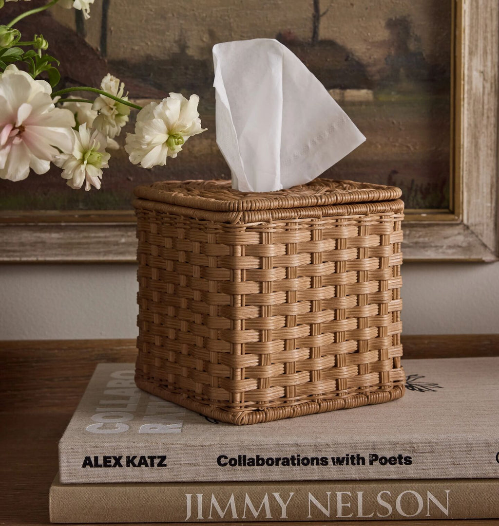 June Tissue Box Blonde Wicker
