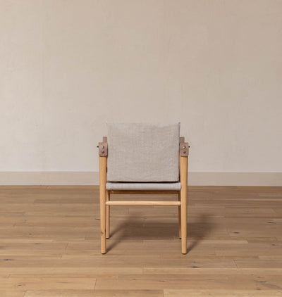 Montauk Hemp Linen Dining Chair Leather Arm
