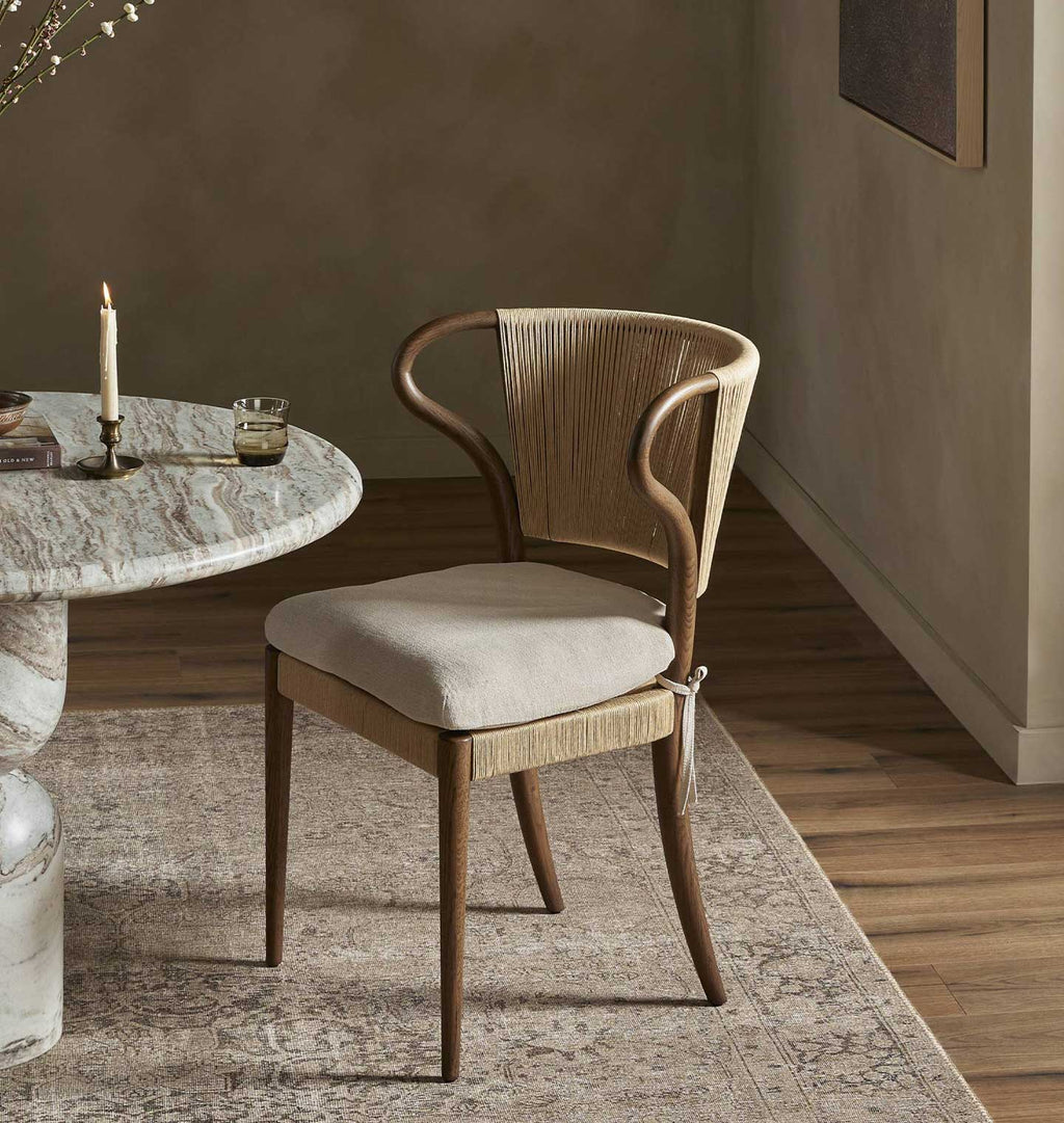 Amira Armless Natural Rush Dining Chair Laine Natural