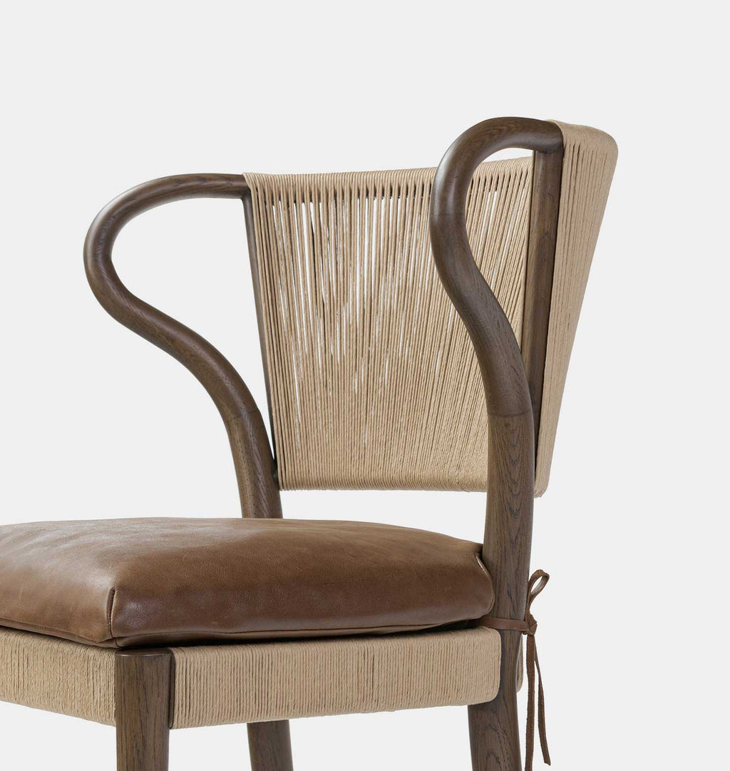 Amira Armless Natural Rush Dining Chair Dulane Mahogany