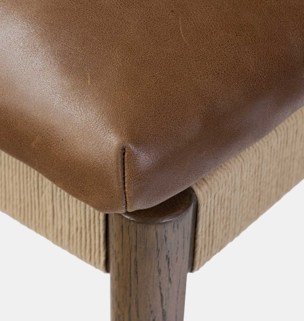 Amira Armless Natural Rush Dining Chair Dulane Mahogany