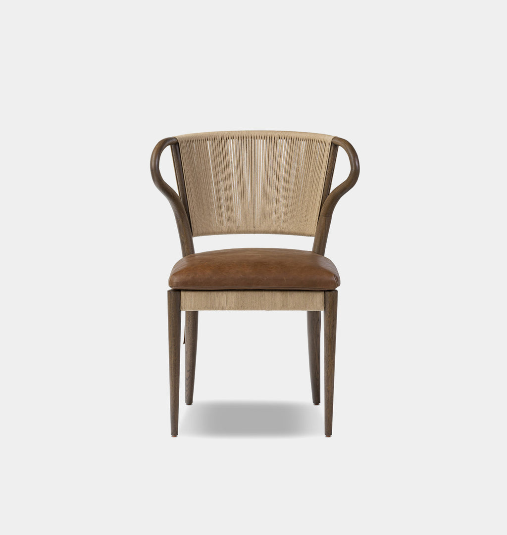 Amira Armless Natural Rush Dining Chair Dulane Mahogany