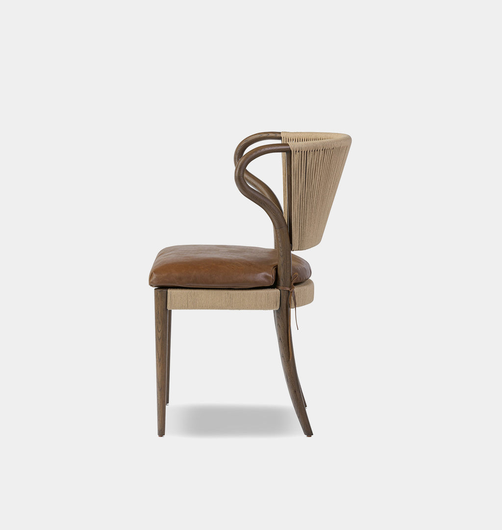 Amira Armless Natural Rush Dining Chair Dulane Mahogany