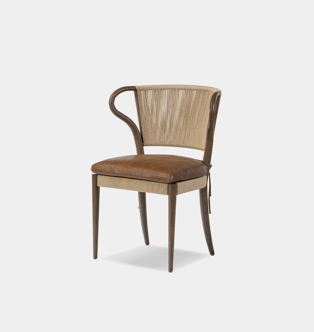 Amira Armless Natural Rush Dining Chair Dulane Mahogany