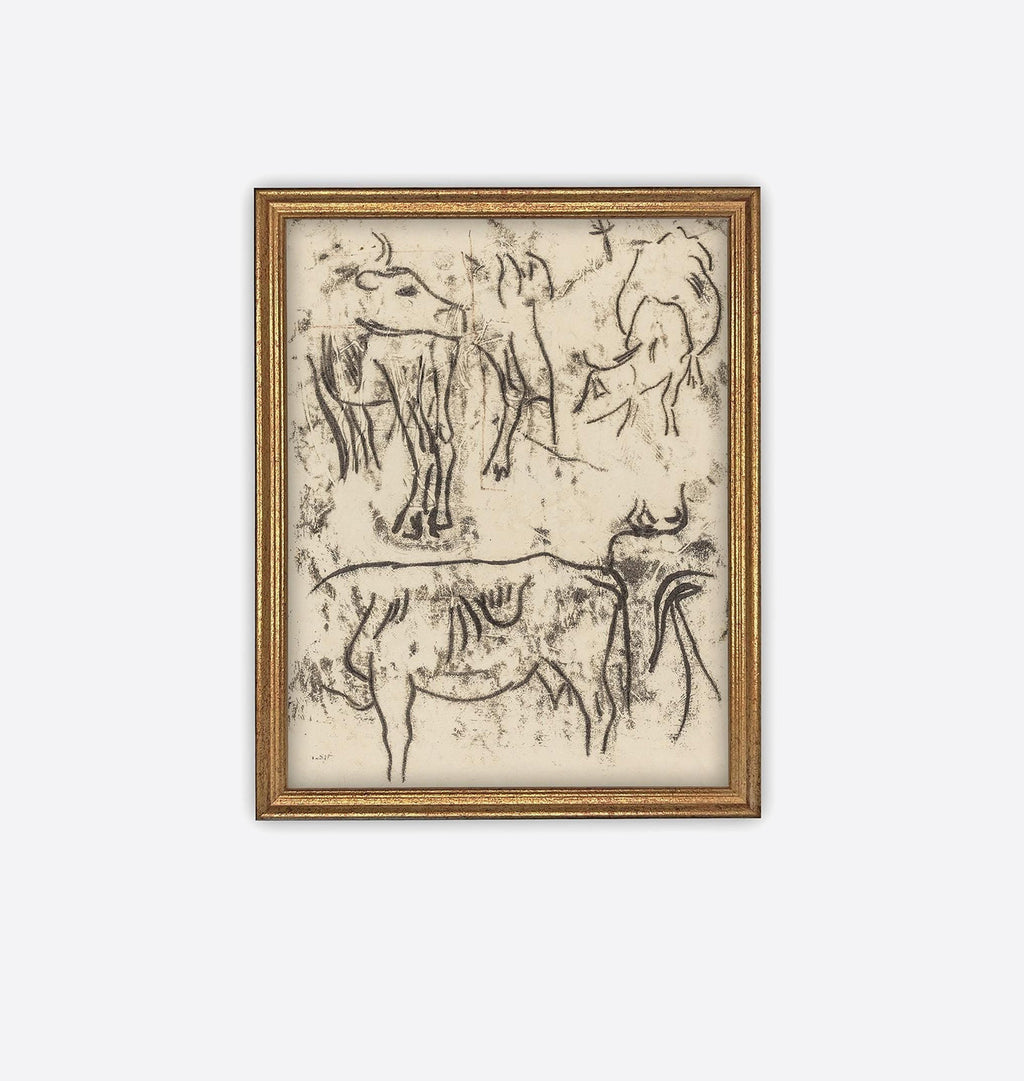 Animal Studies Framed Print Gold