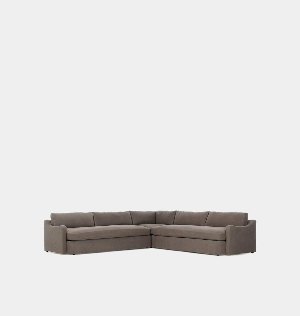 Aurelia 3 Piece Sectional Sofa 124" Broadway Coffee
