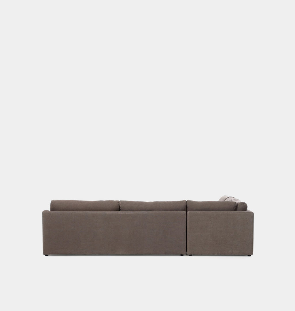 Aurelia 3 Piece Sectional Sofa 124" Broadway Coffee