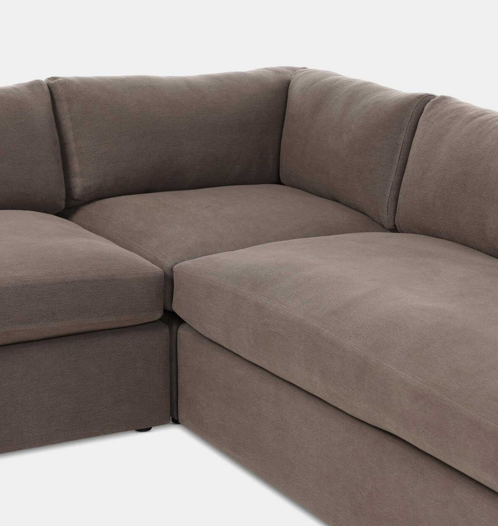 Aurelia 3 Piece Sectional Sofa 124" Broadway Coffee