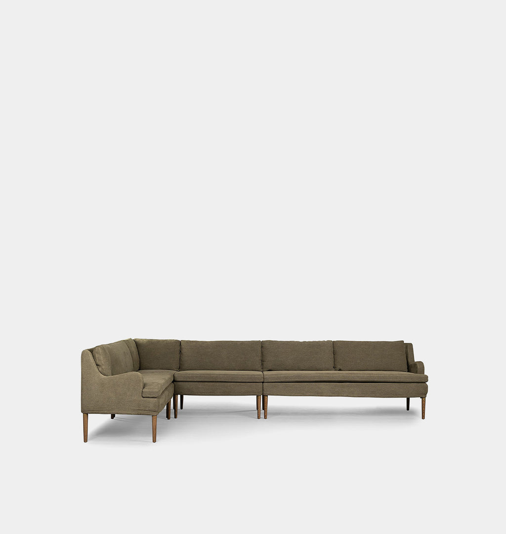 Aurelia L-Shape Dining Banquette 144" Left Facing Broadway Olive
