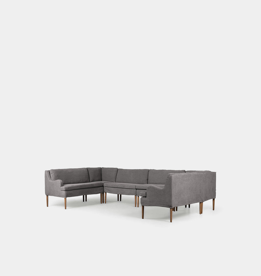 Aurelia U-Shape Dining Banquette 131" Broadway Denim