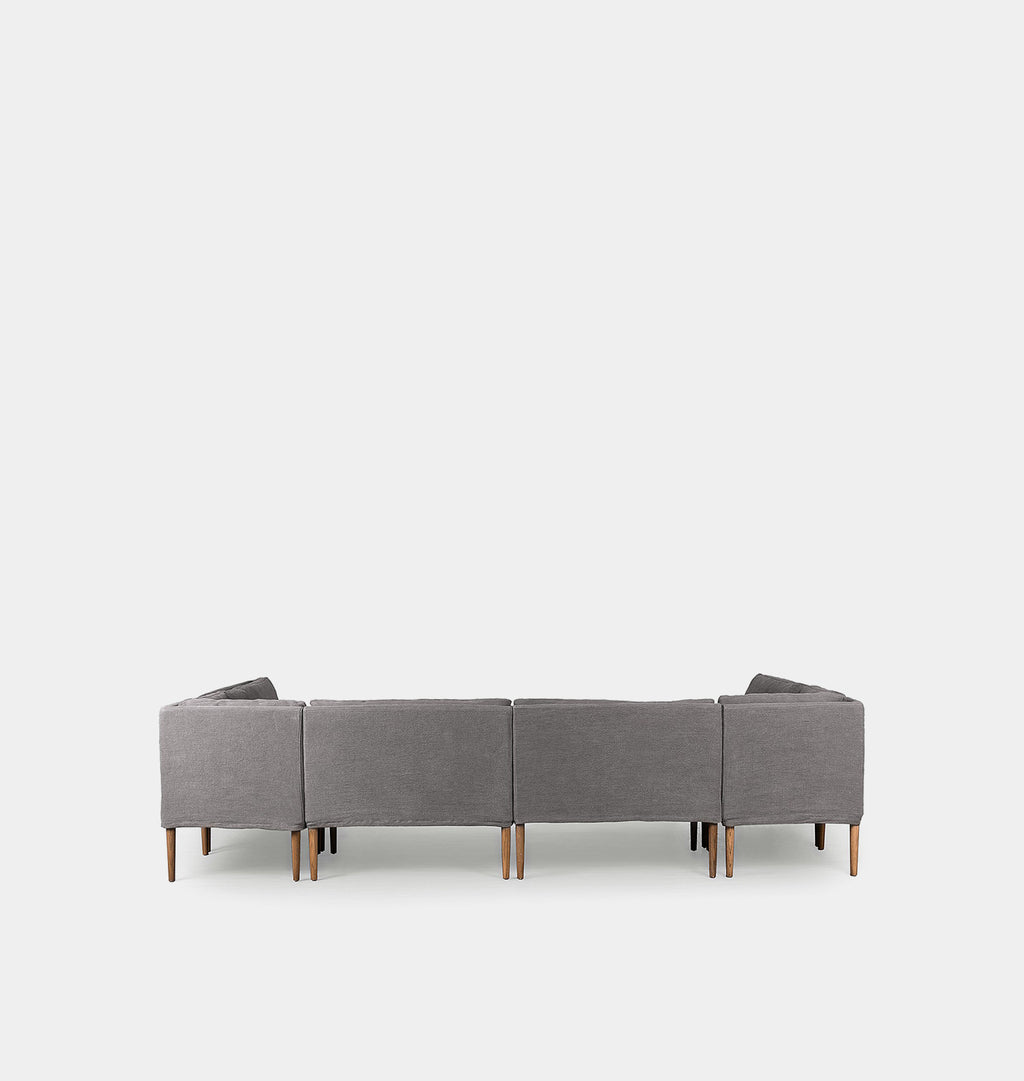Aurelia U-Shape Dining Banquette 131" Broadway Denim