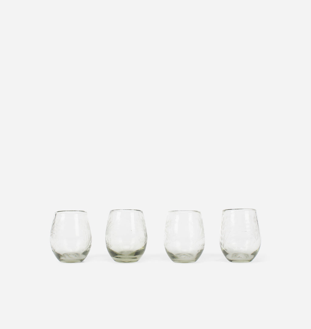 Etched Oval Wine Glass