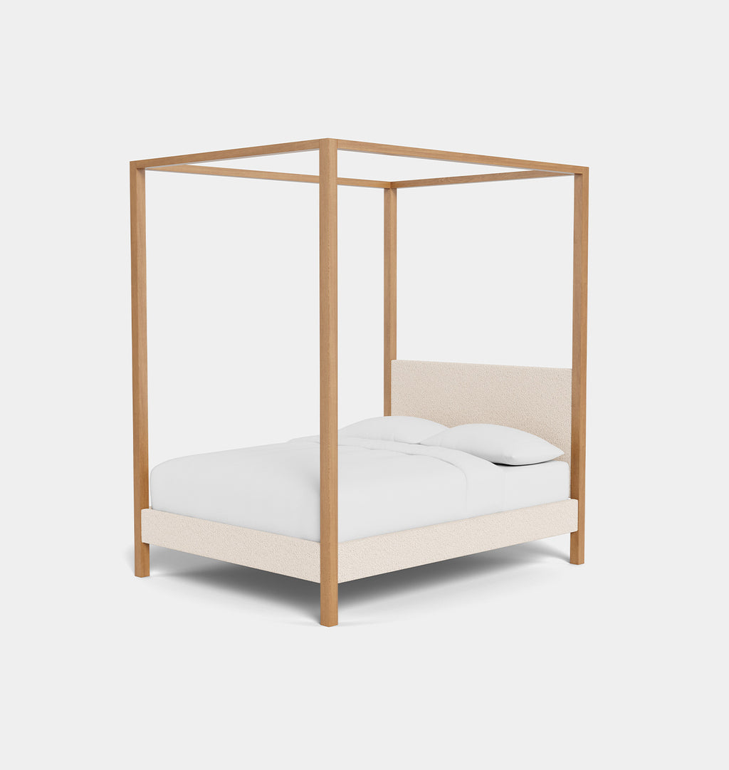 Briyana Bed Bone Boucle Natural Oak