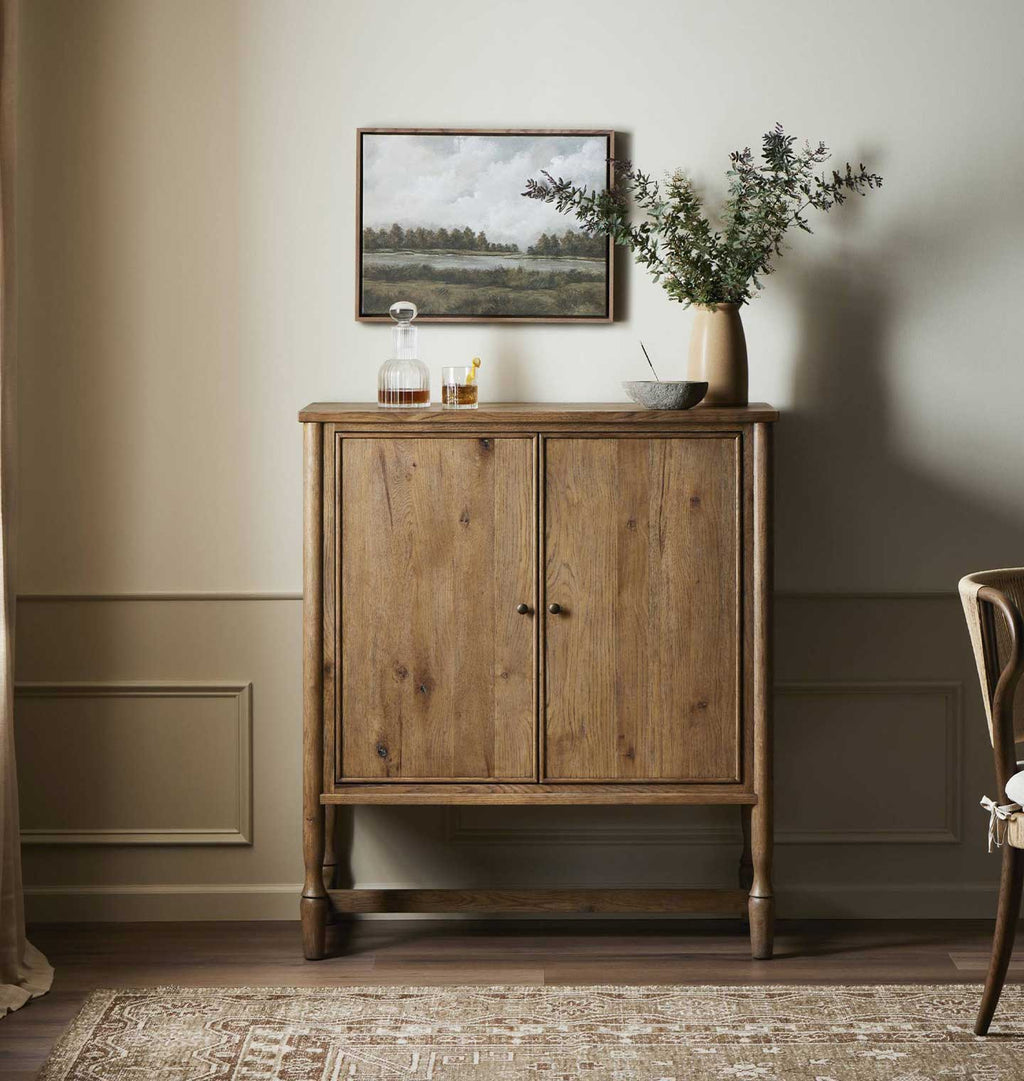 Bari Bar Cabinet Weathered Oak