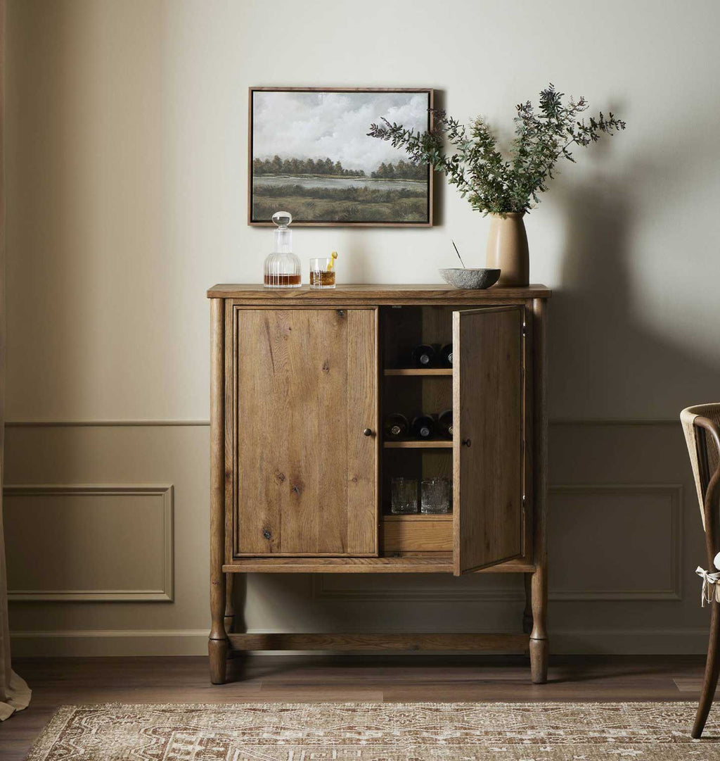 Bari Bar Cabinet Weathered Oak