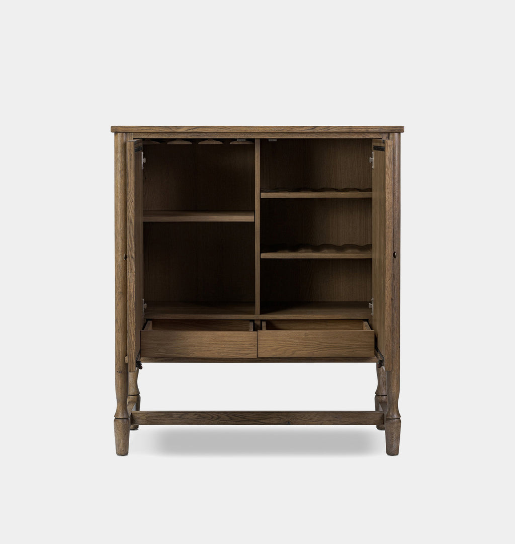 Bari Bar Cabinet Weathered Oak