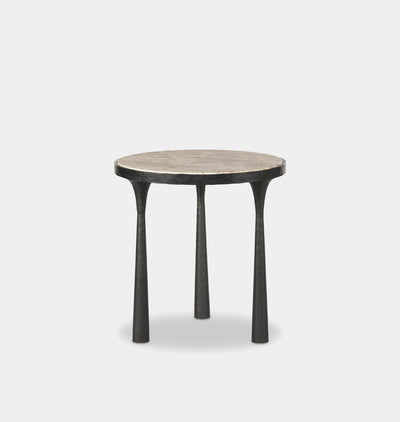 Billings Hammered Gunmetal End Table Fossil Marble