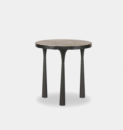 Billings Hammered Gunmetal End Table Fossil Marble
