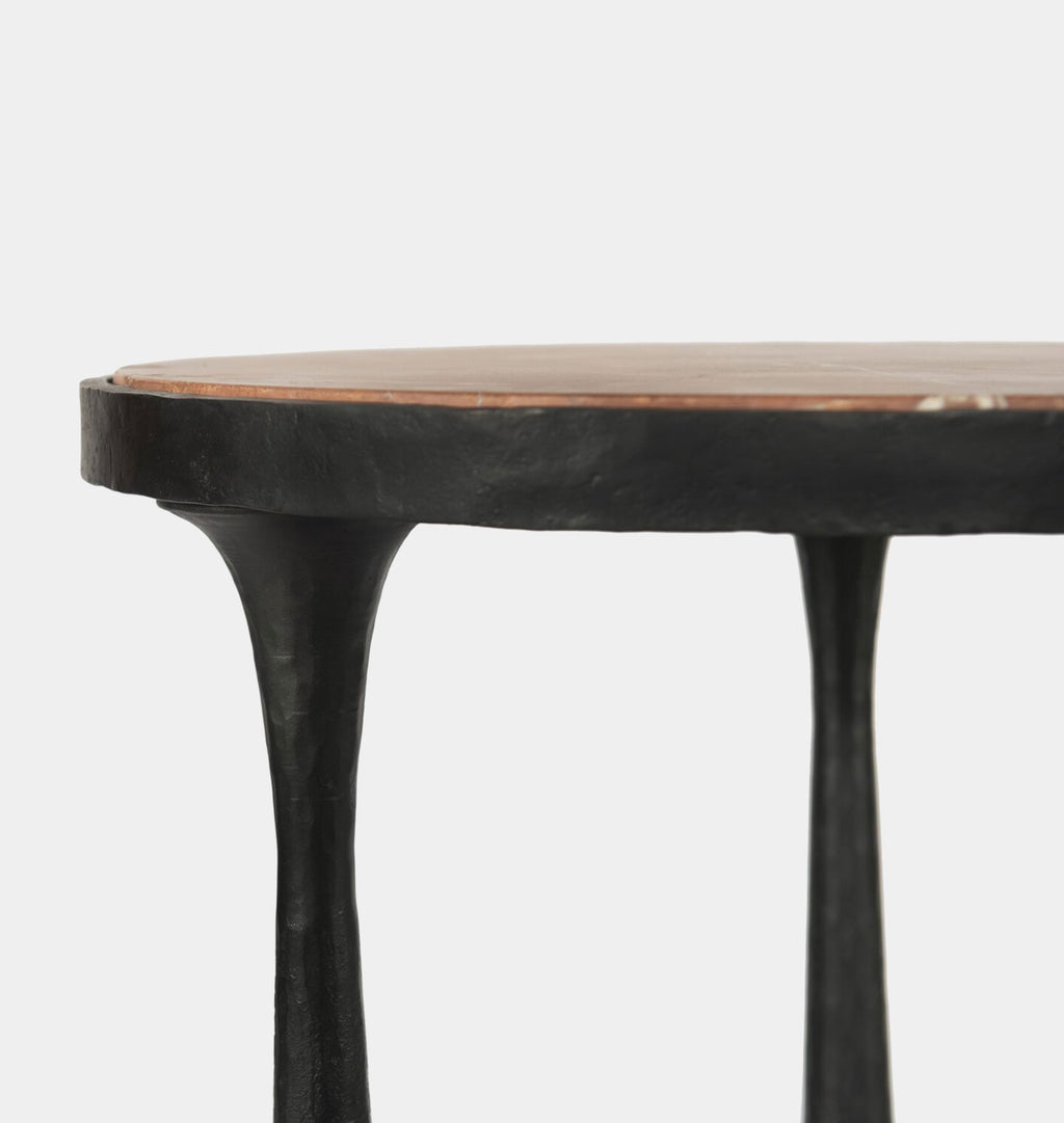 Billings Hammered Gunmetal End Table Rust Marble