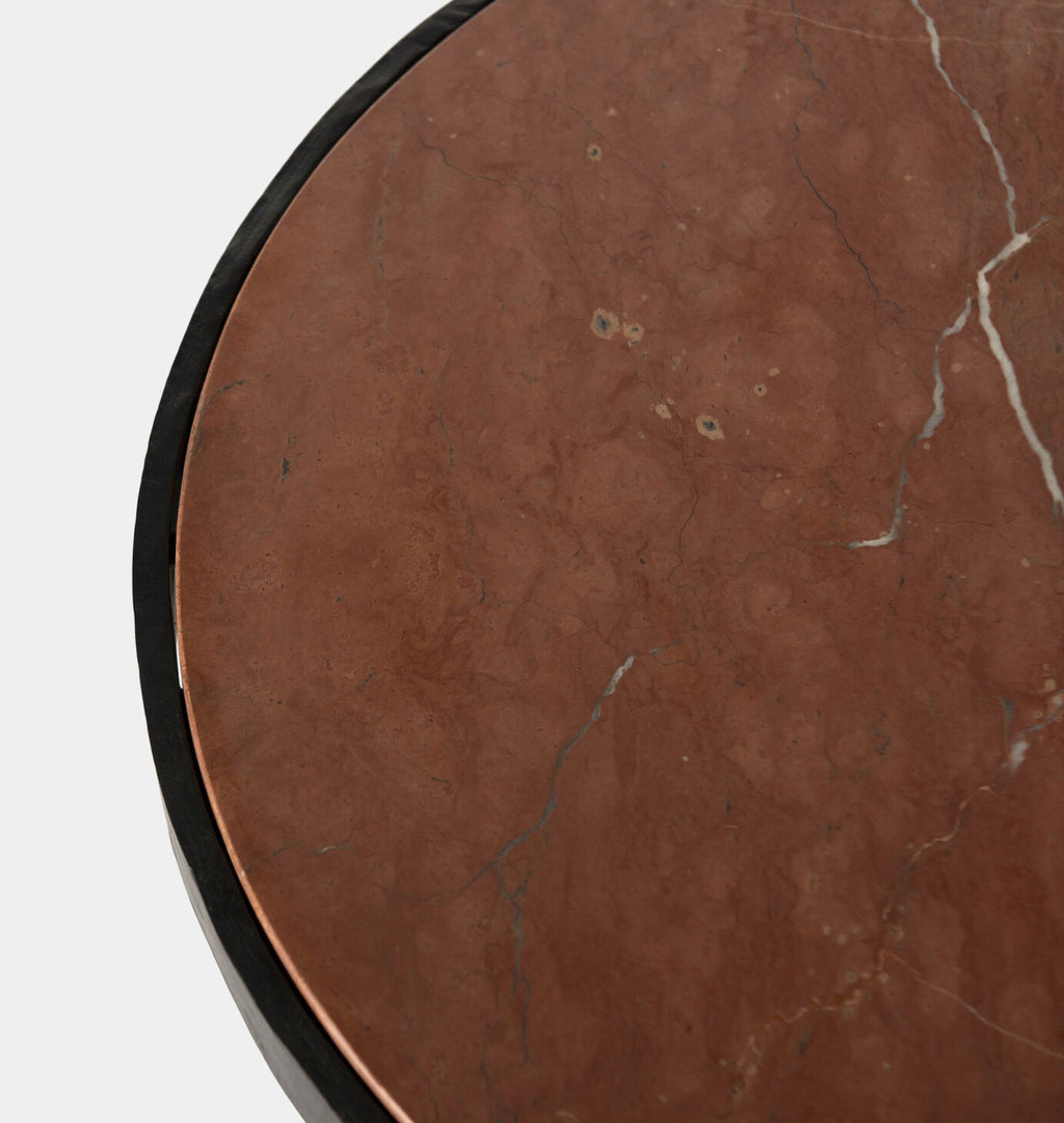 Billings Hammered Gunmetal End Table Rust Marble