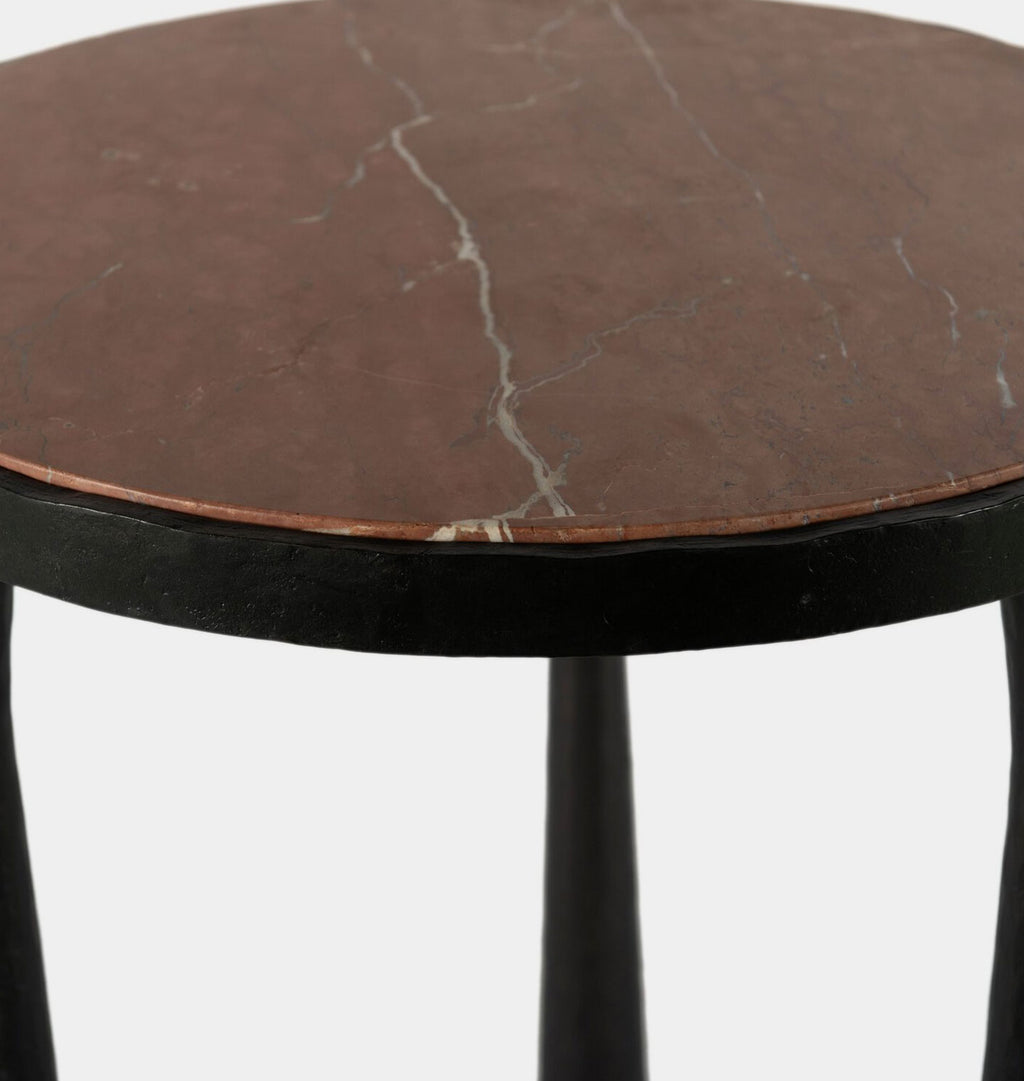 Billings Hammered Gunmetal End Table Rust Marble