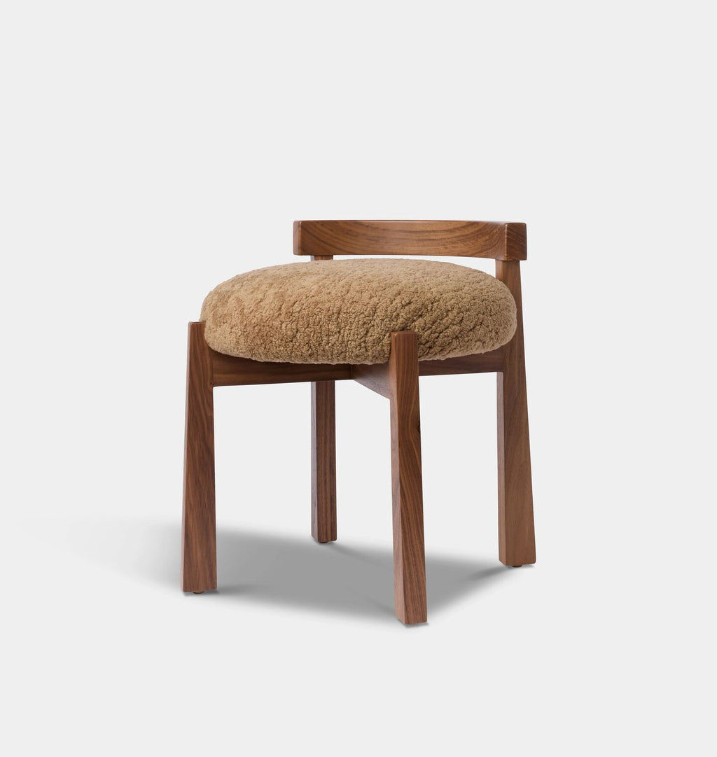 Cade Vanity Stool Maple Shearling