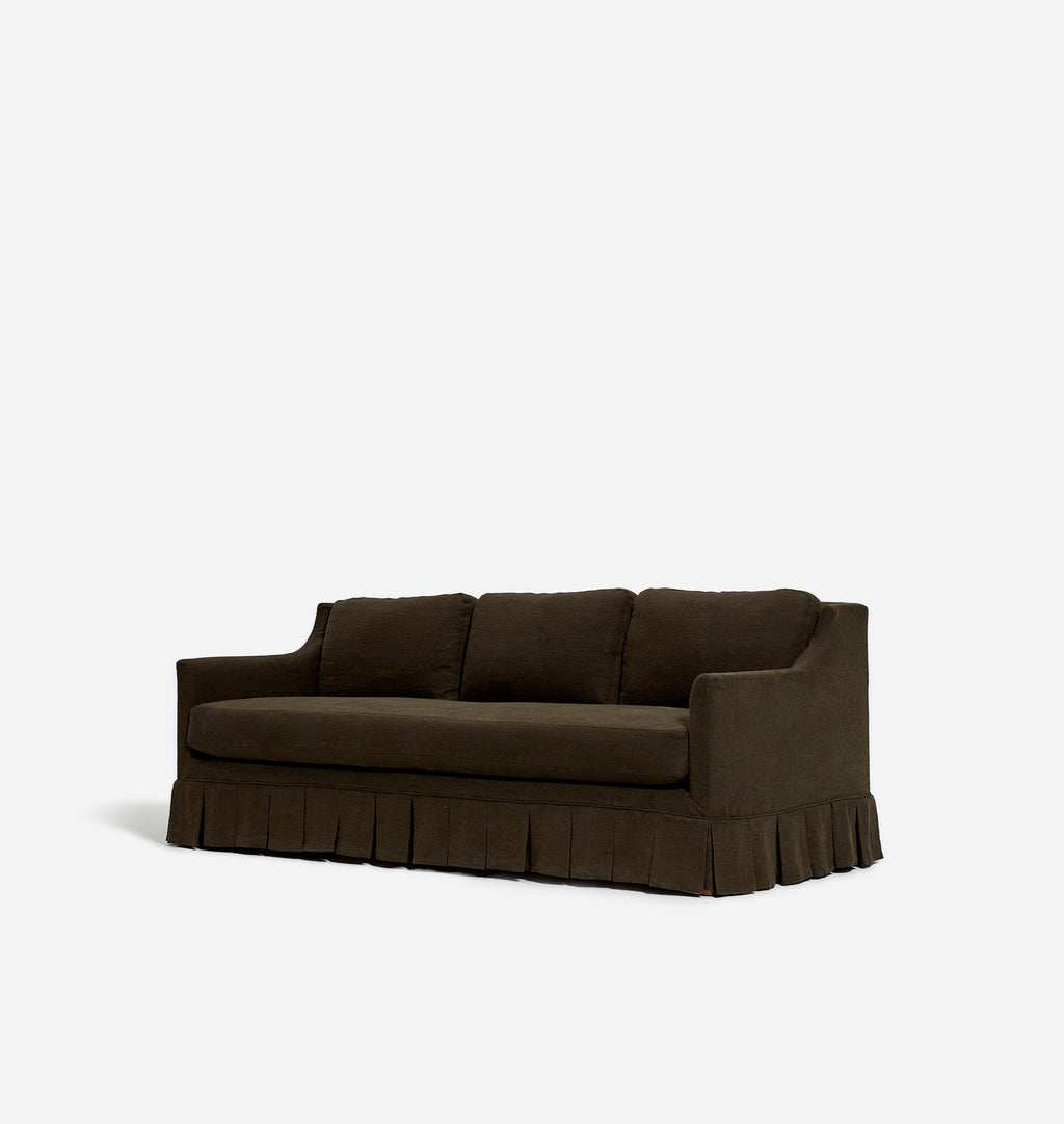 Carpenter Skirted Slipcovered Sofa Noir
