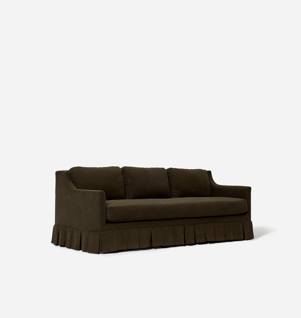 Carpenter Skirted Slipcovered Sofa Noir
