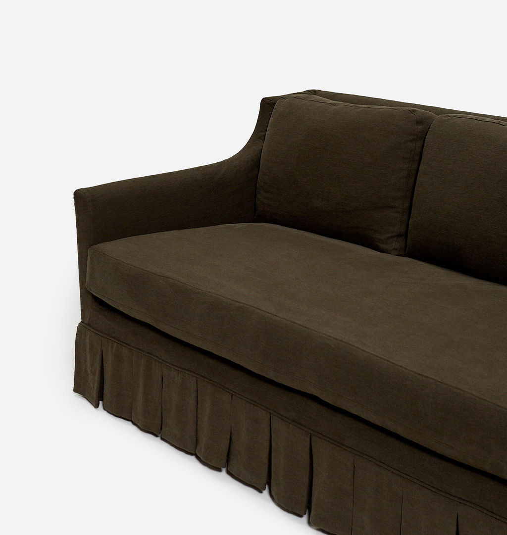Carpenter Skirted Slipcovered Sofa Noir