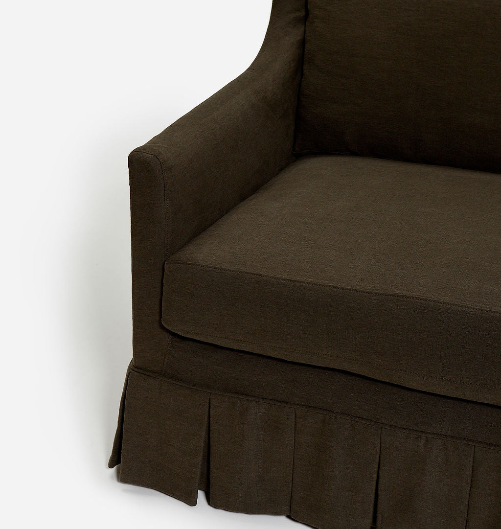 Carpenter Skirted Slipcovered Sofa Noir