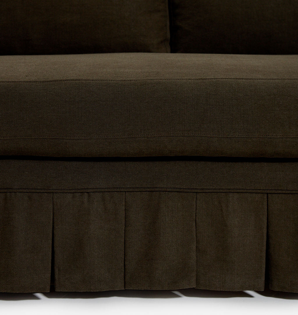 Carpenter Skirted Slipcovered Sofa Noir