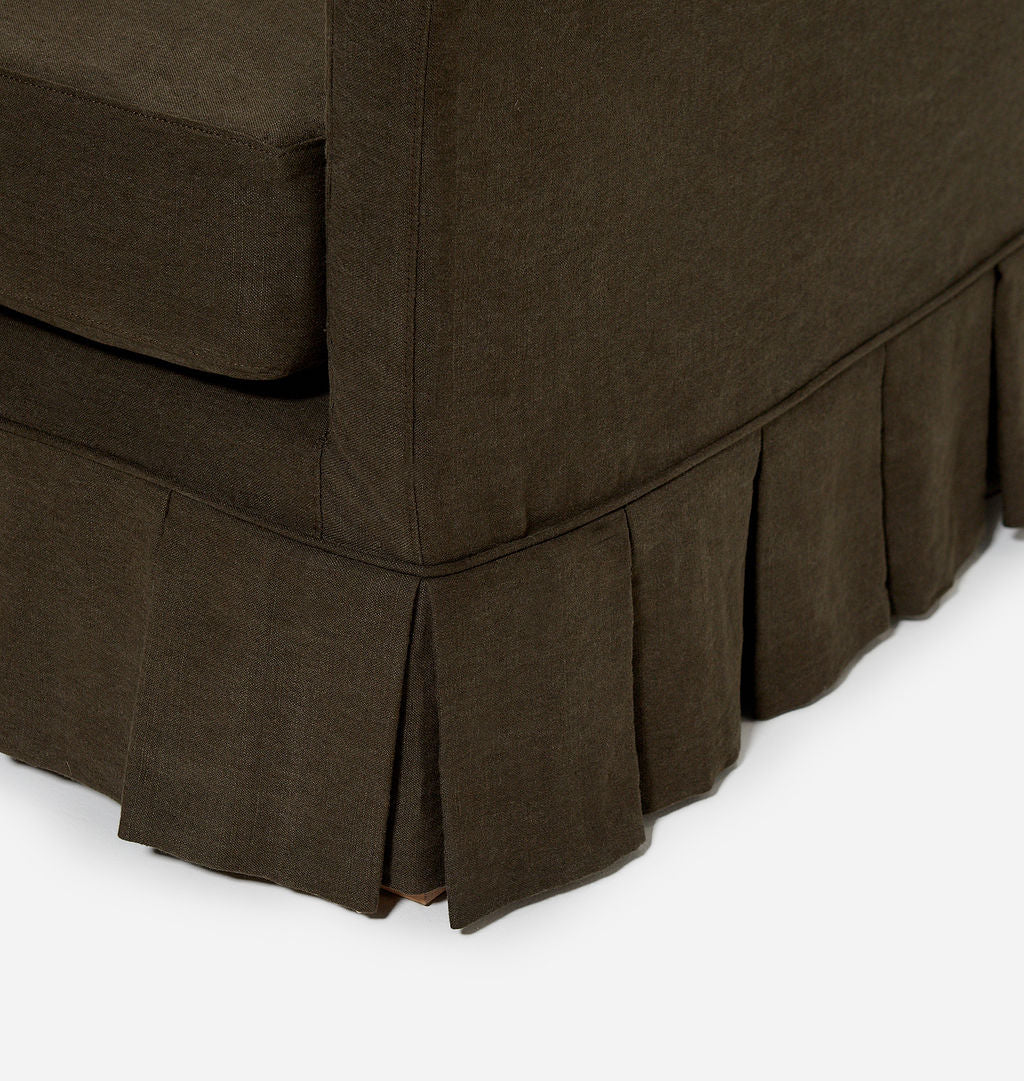 Carpenter Skirted Slipcovered Sofa Noir