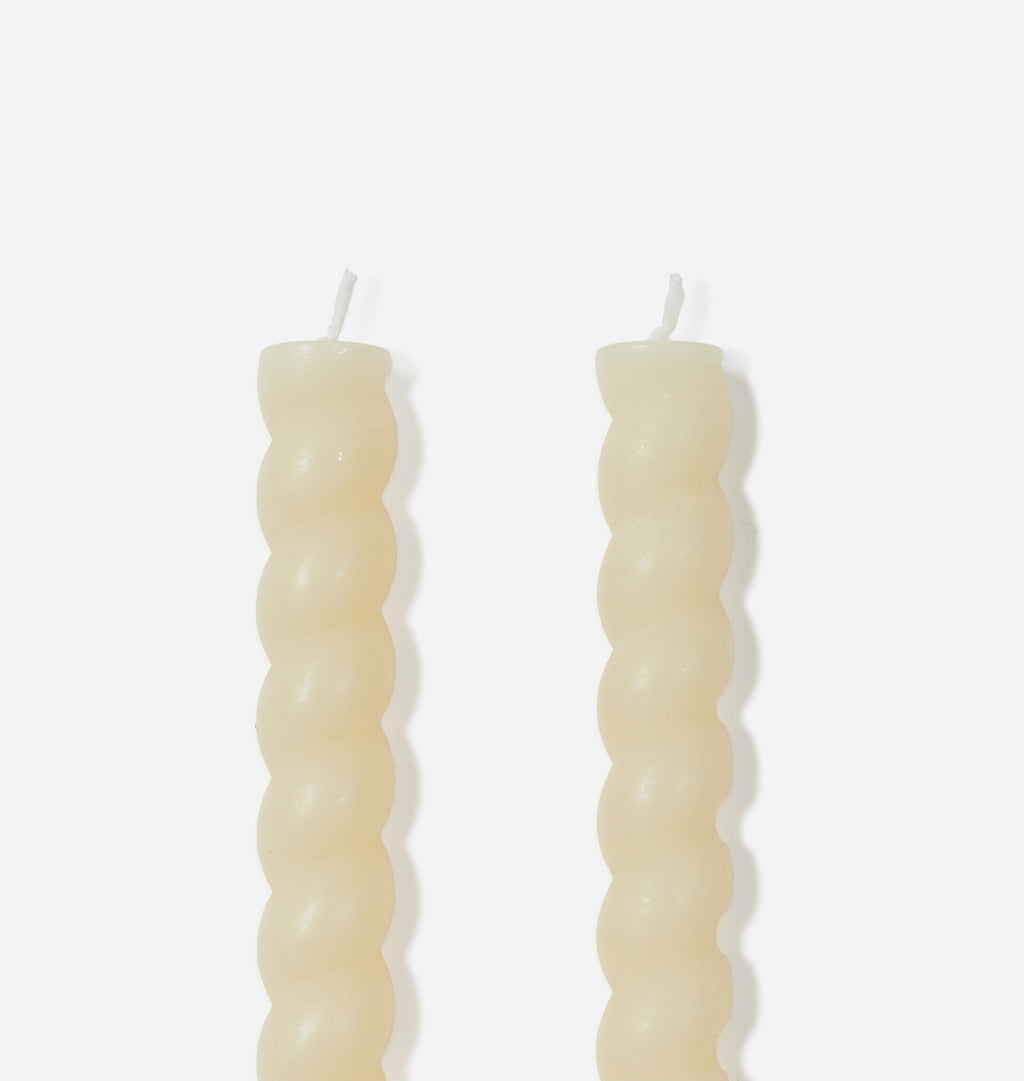 Braided Taper Candle S/2 Meringue
