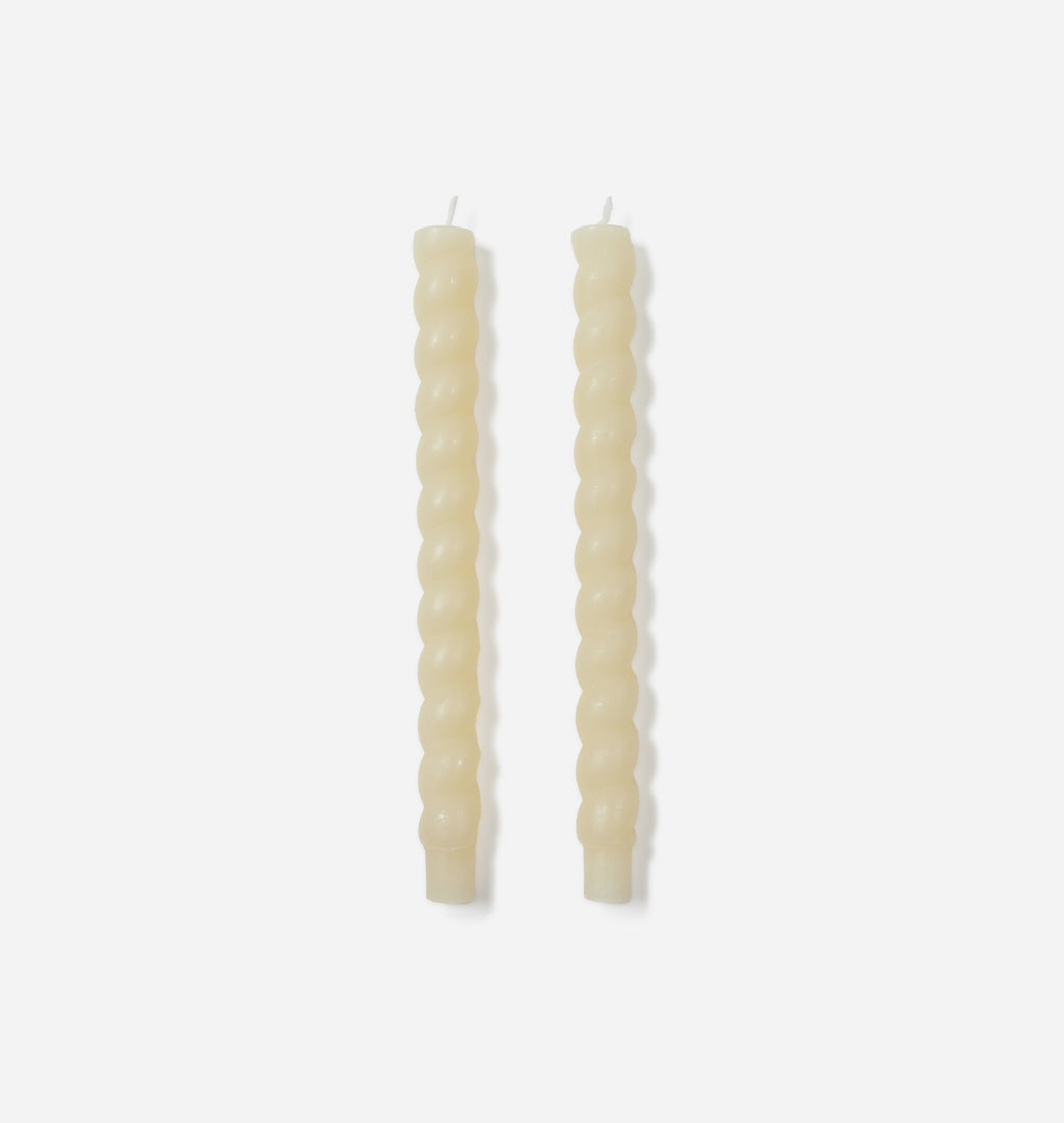 Braided Taper Candle S/2 Meringue