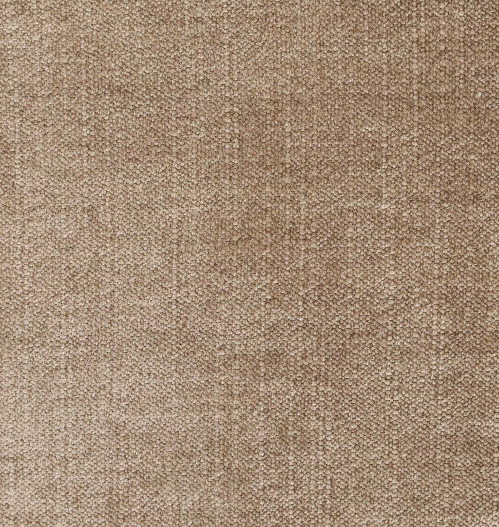 A close-up of a woven fabric texture in a warm taupe-brown color, showing the detailed knit pattern.