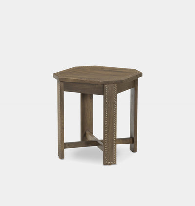 Cantu End Table Washed Taupe Mango Wood with Bone Inlay