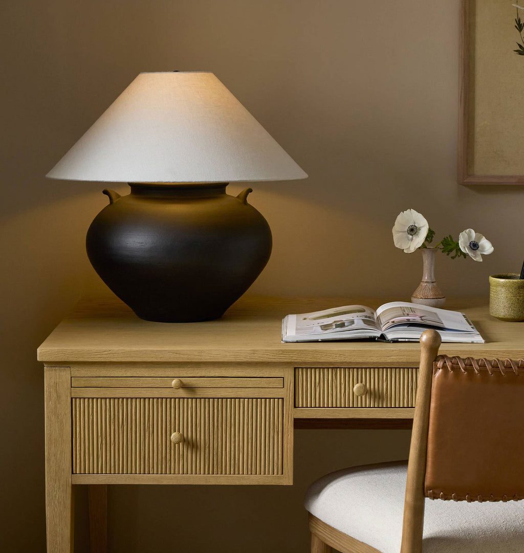 Civita Table Lamp Black Terracotta