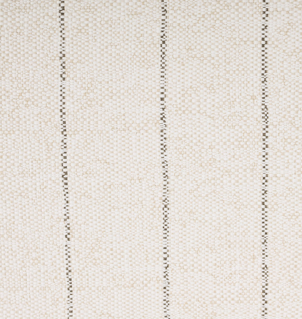 A cream-colored fabric featuring vertical woven stripe pattern