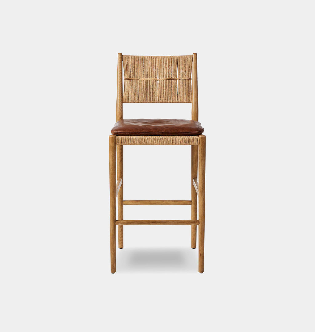 Dara Stool Natural Papercord Dulane Mahogany Cushion