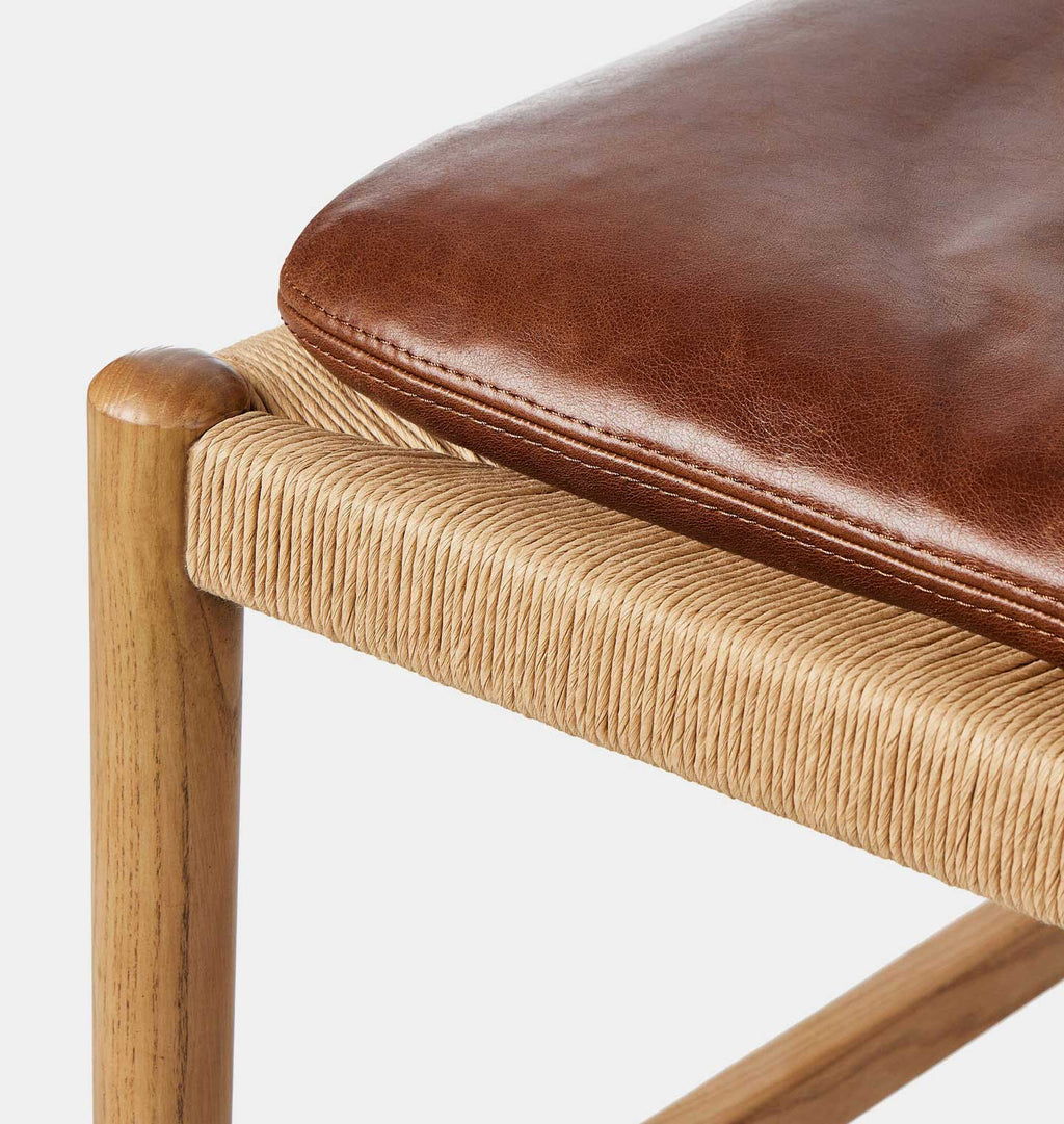 Dara Stool Natural Papercord Dulane Mahogany Cushion