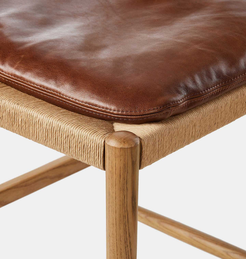 Dara Stool Natural Papercord Dulane Mahogany Cushion