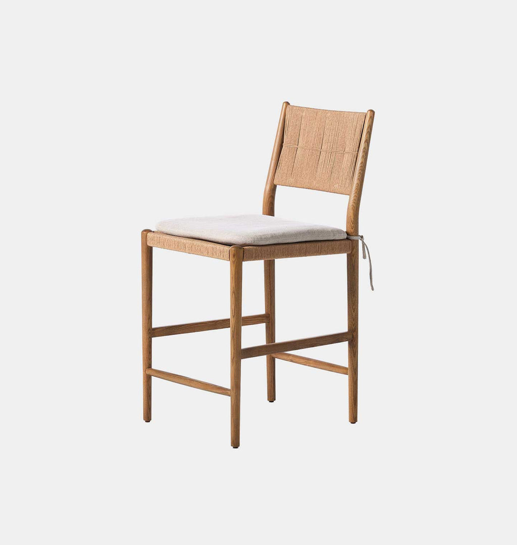 Dara Counter Stool Natural Papercord Broadway Dune Cushion