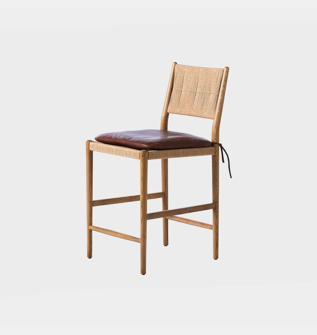 Dara Natural Papercord Counter Stool Mahogany Cushion